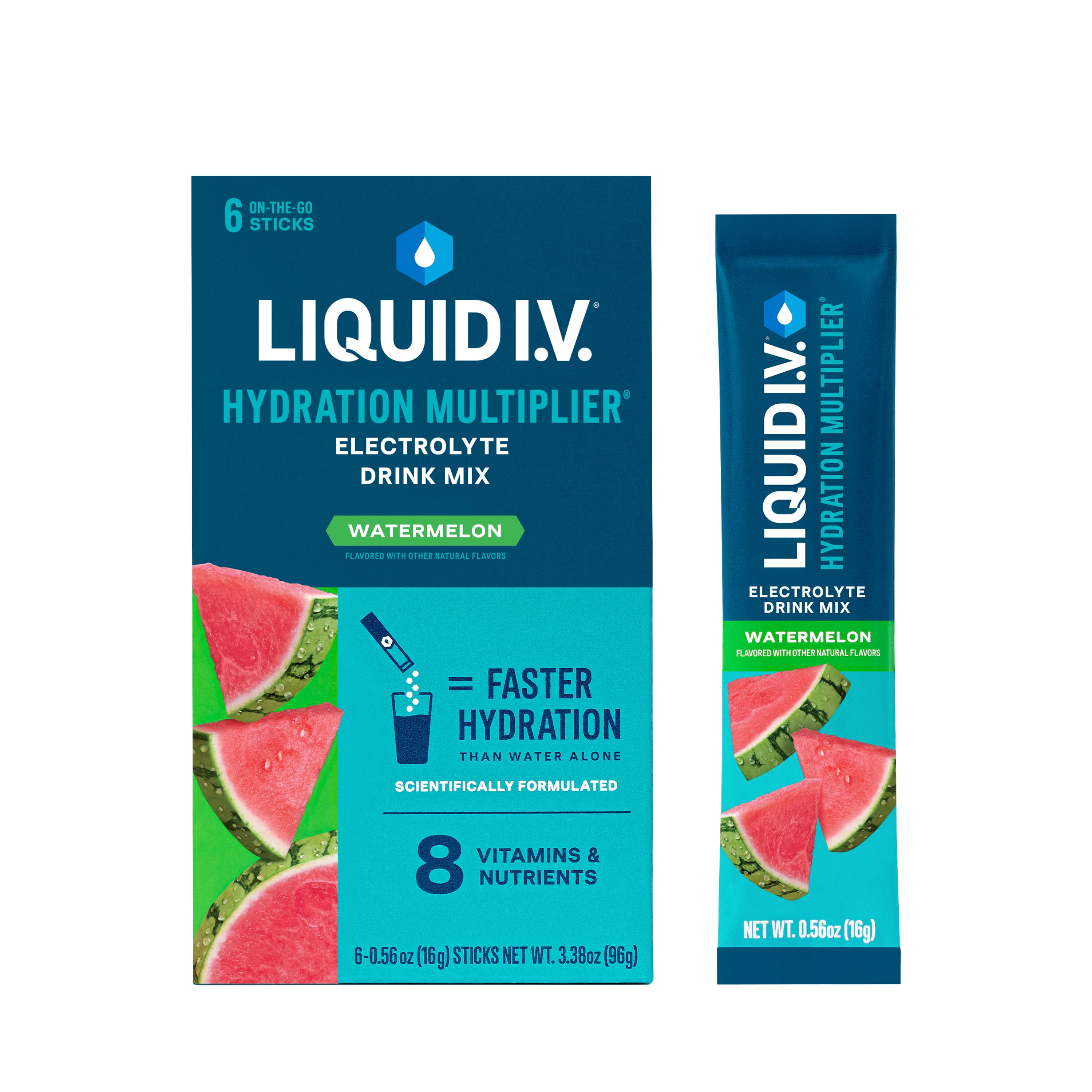 Liquid I.V. Hydration Multiplier Electrolyte Powder Packet Drink Mix, Watermelon, 6 Ct