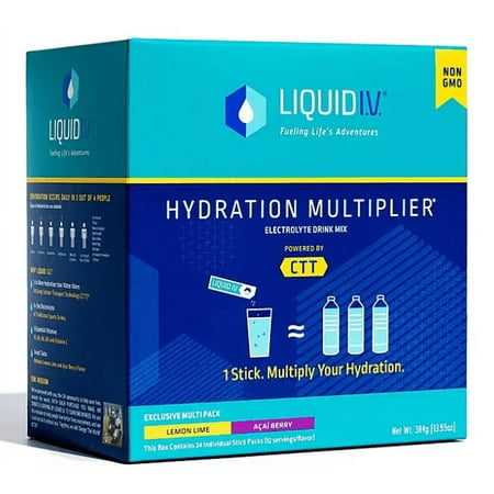 Liquid I.V. Hydration Multiplier Electrolyte Powder Packets, Lemon Lime & Acai Berry (24 pk.)