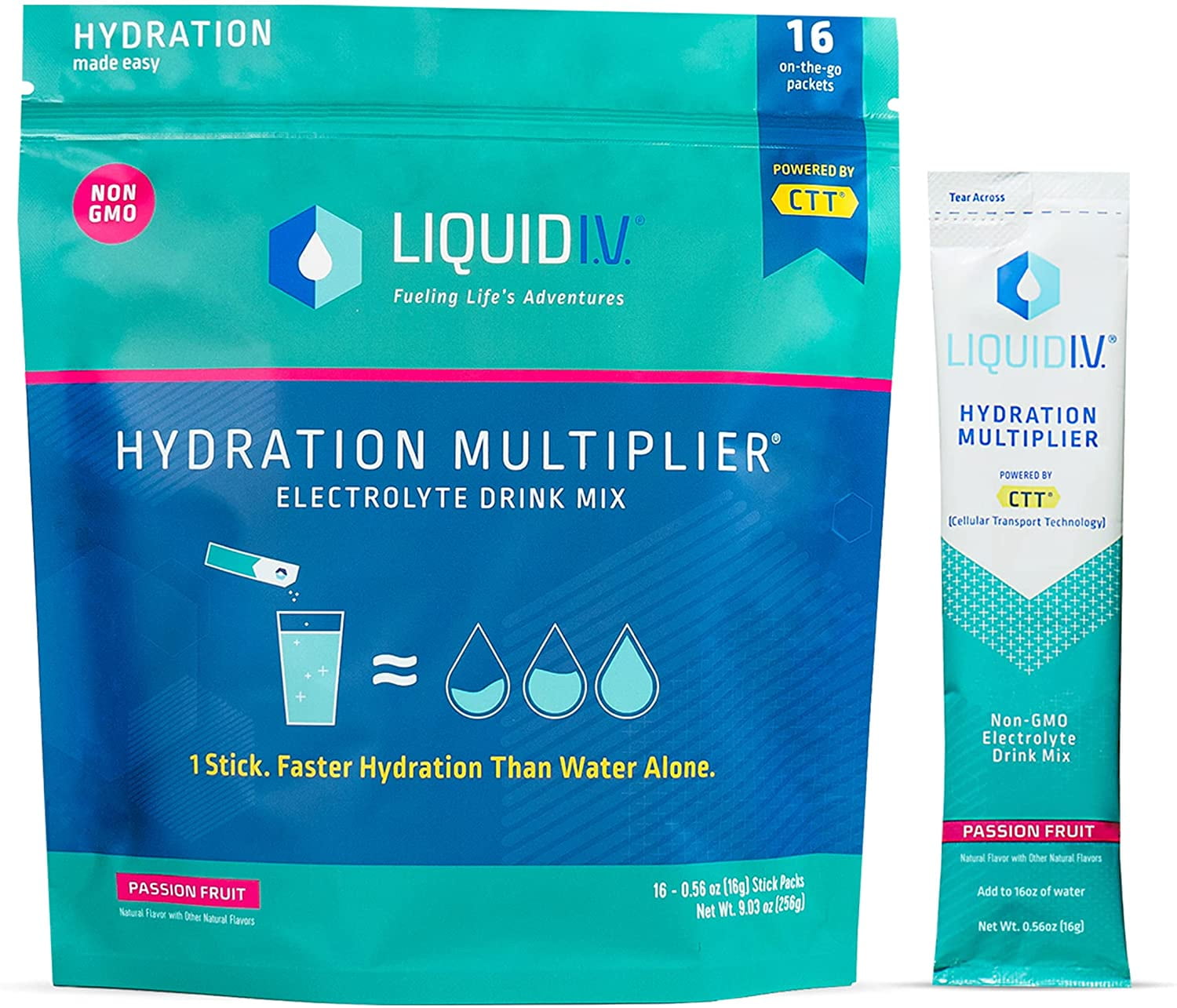 Liquid I.V. Hydration Multiplier, Electrolyte Powder, Supplement Drink Mix  (Passion Fruit) (16) 