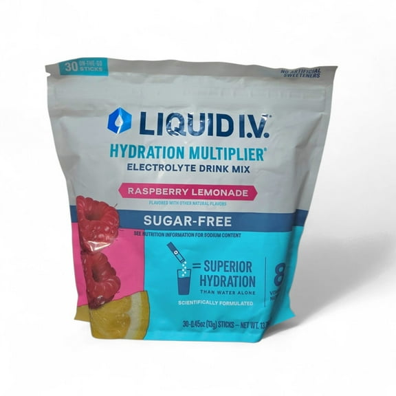 Liquid I.V. Hydration Multiplier + Energy Drink Mix Powder Sticks,Raspberry Lemonade Flavor, 30 Count