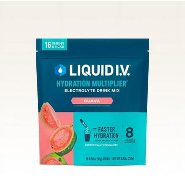Liquid I.V. Hydration Multiplier - Guava - Hydration Powder Packets | Electrolyte Powder Drink Mix | Convenient Single-Serving Sticks | Non-GMO | 1 Pack (16 Servings)​