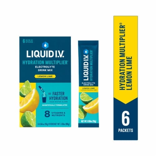 Liquid I.V. Hydration Multiplier Lemon Lime Electrolyte Drink Mix Packets 6 ct