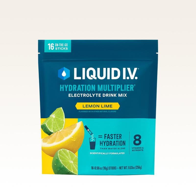 Liquid I.V. Hydration Multiplier - Lemon Lime - Hydration Powder Packets | Electrolyte Powder Drink Mix | Convenient Single-Serving Sticks | Non-GMO | 1 Pack (16 Servings)