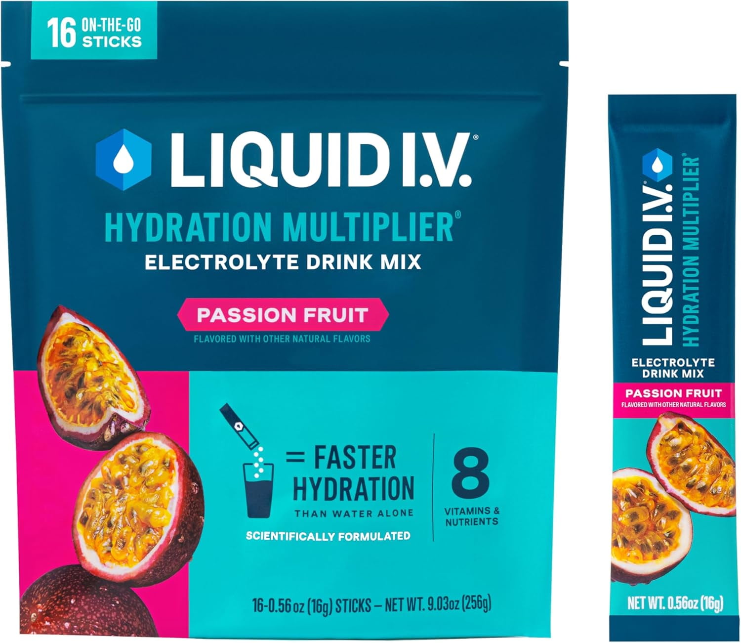 Liquid I.V. Hydration Multiplier - Passion Fruit | Electrolyte Powder Drink Mix | 1 Pack (16 Servings)