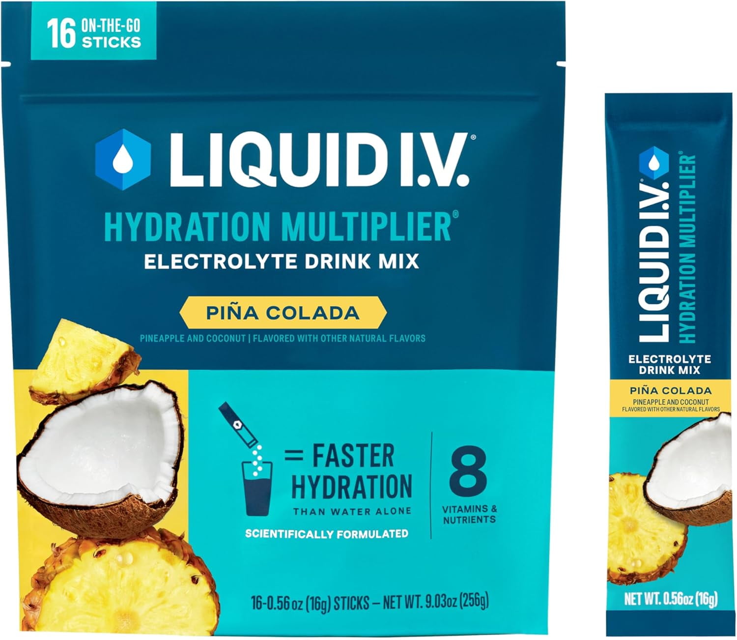 Liquid I.V. Hydration Multiplier - Pina Colada | Electrolyte Powder Drink Mix | 1 Pack (16 Servings)