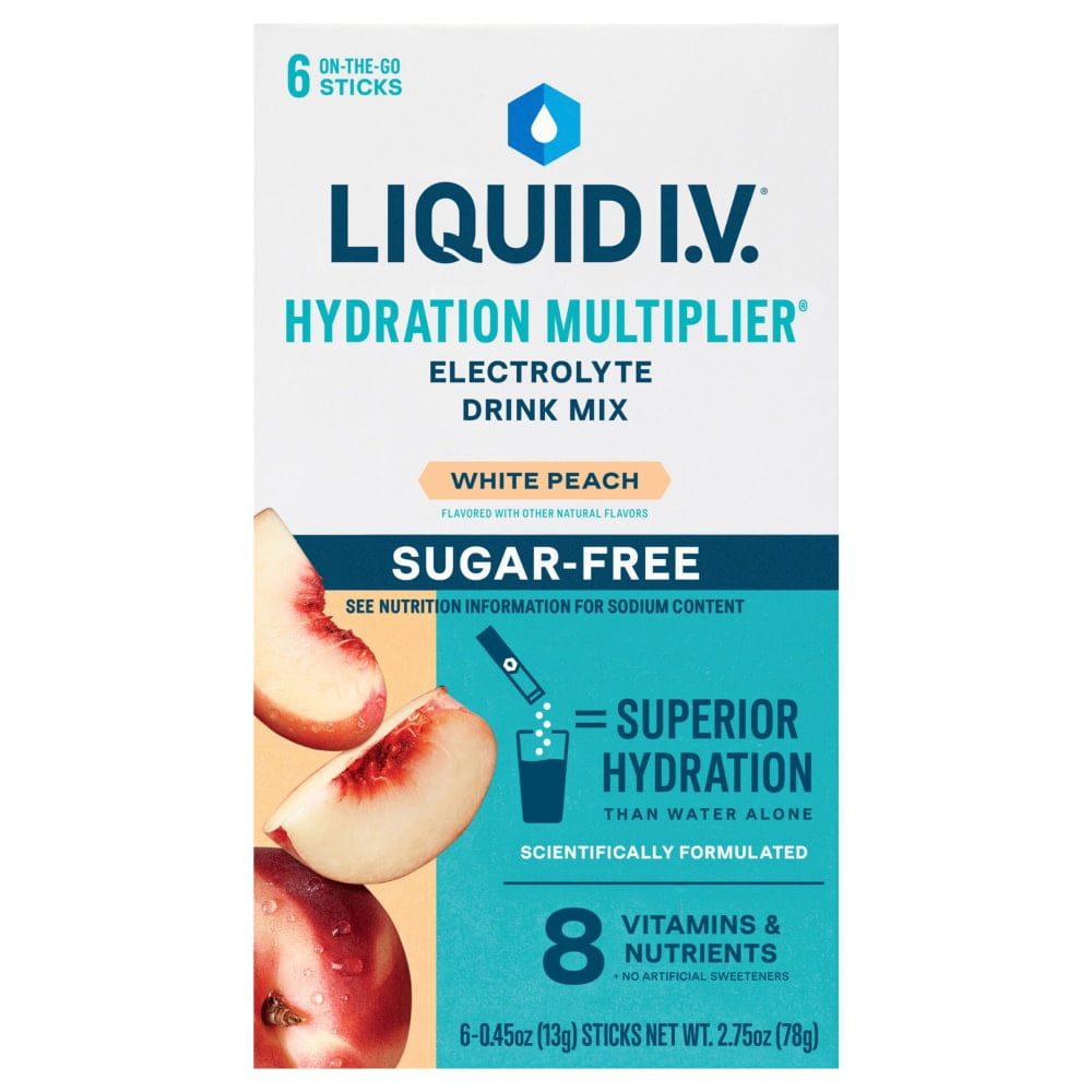 Liquid I.V. Hydration Multiplier Sugar-Free White Peach Electrolyte Drink Mix Packets