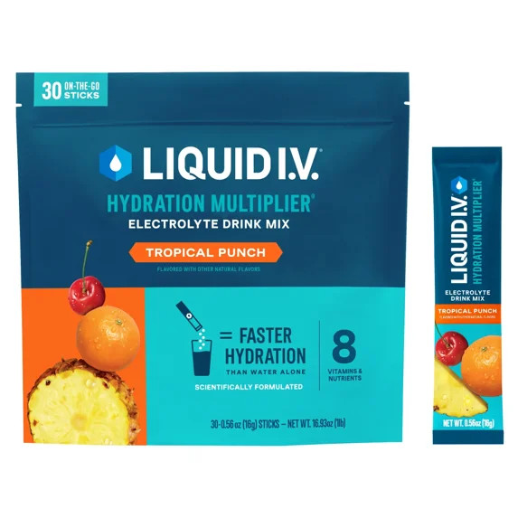 Liquid I.V. Hydration Multiplier, Tropical Punch, 0.56 Ounce (30 Count)