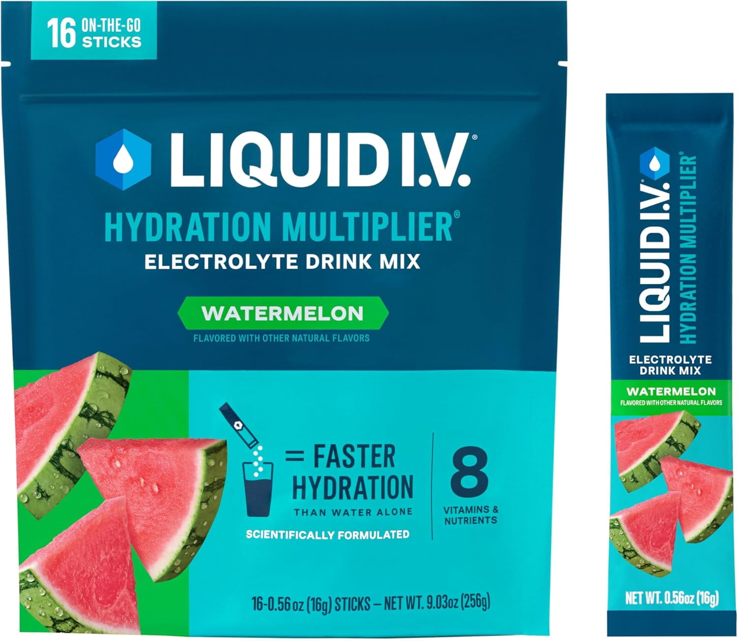 Liquid I.V. Hydration Multiplier - Watermelon | Electrolyte Powder Drink Mix | 1 Pack (16 Servings)