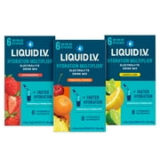 Liquid I.V.® Lemon Lime, Strawberry, Tropical Punch Hydration Multiplier® Variety Pack, 6 count packets, 3 pack