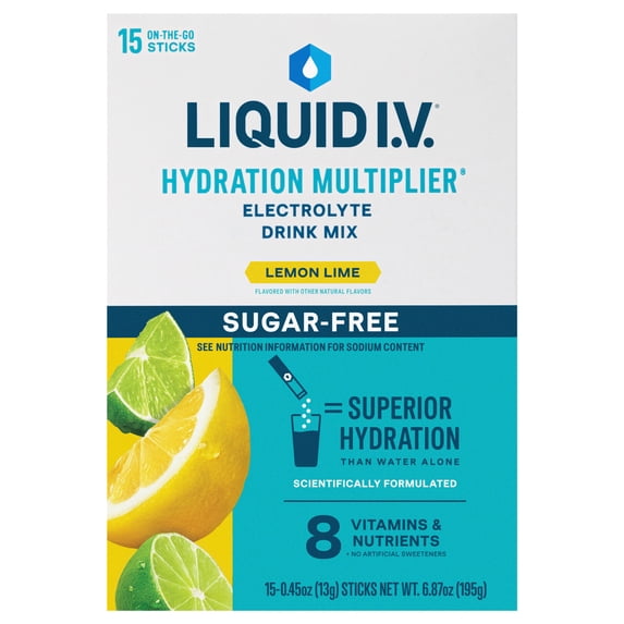 Liquid I.V.® Lemon Lime Hydration Multiplier® Sugar-Free Electrolyte Powder Drink Mix, 15 Count Packets