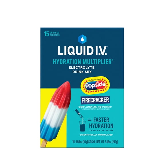 Liquid I.V. Popsicle Firecracker Hydration Multiplier Powdered Electrolyte Drink Mix, 15 Count Packets