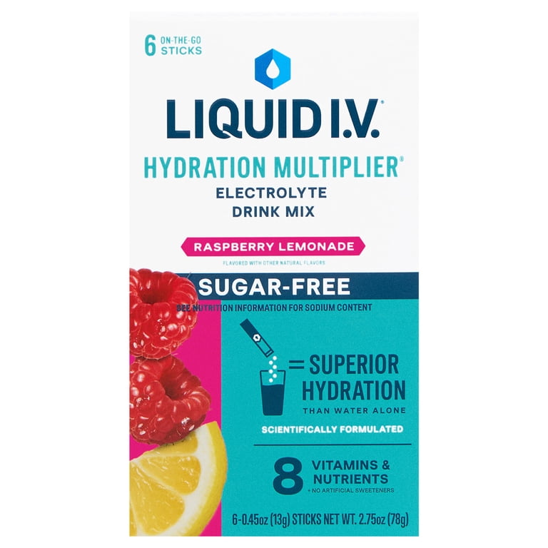 Liquid I.V.® Raspberry Lemonade Hydration Multiplier® Sugar-Free Electrolyte Powder Drink Mix, 6 Count Packets