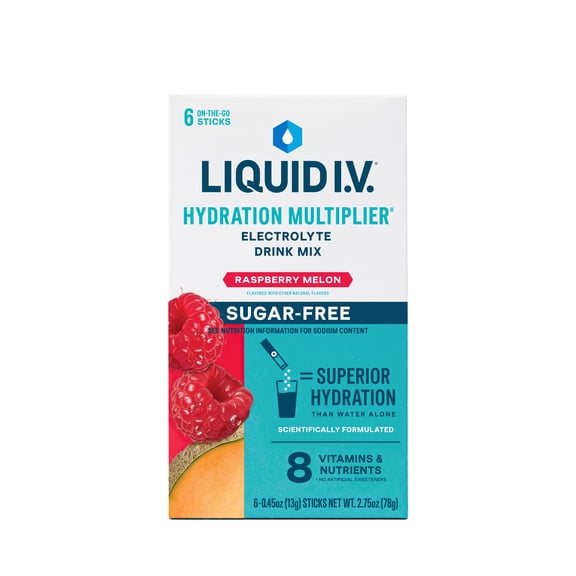 Liquid I.V.® Raspberry Melon Hydration Multiplier® Sugar-Free Powdered Electrolyte Drink Mix, 6 Count Packets