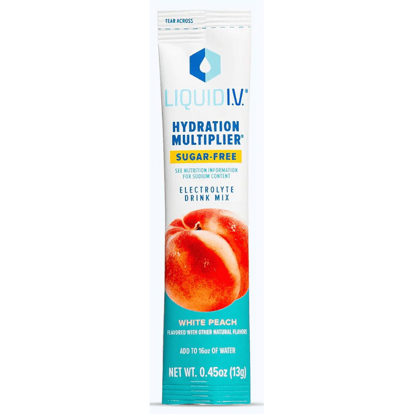 Liquid I.V. Sugar-Free Hydration Multiplier Electrolite Drink Mix, White Peach, 8 sticks
