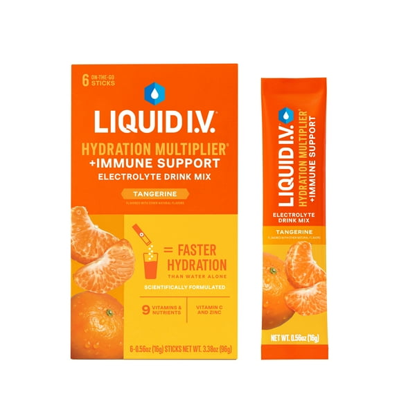 Liquid I.V.® Tangerine Hydration Multiplier® +Immune Support Powdered Electrolyte Drink Mix, 6 Ct