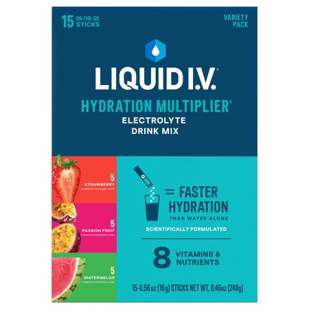 Liquid I.V.® Strawberry, Passion Fruit, and Watermelon Hydration Multiplier® Powdered Electrolyte Drink Mix, 15 Count Packets