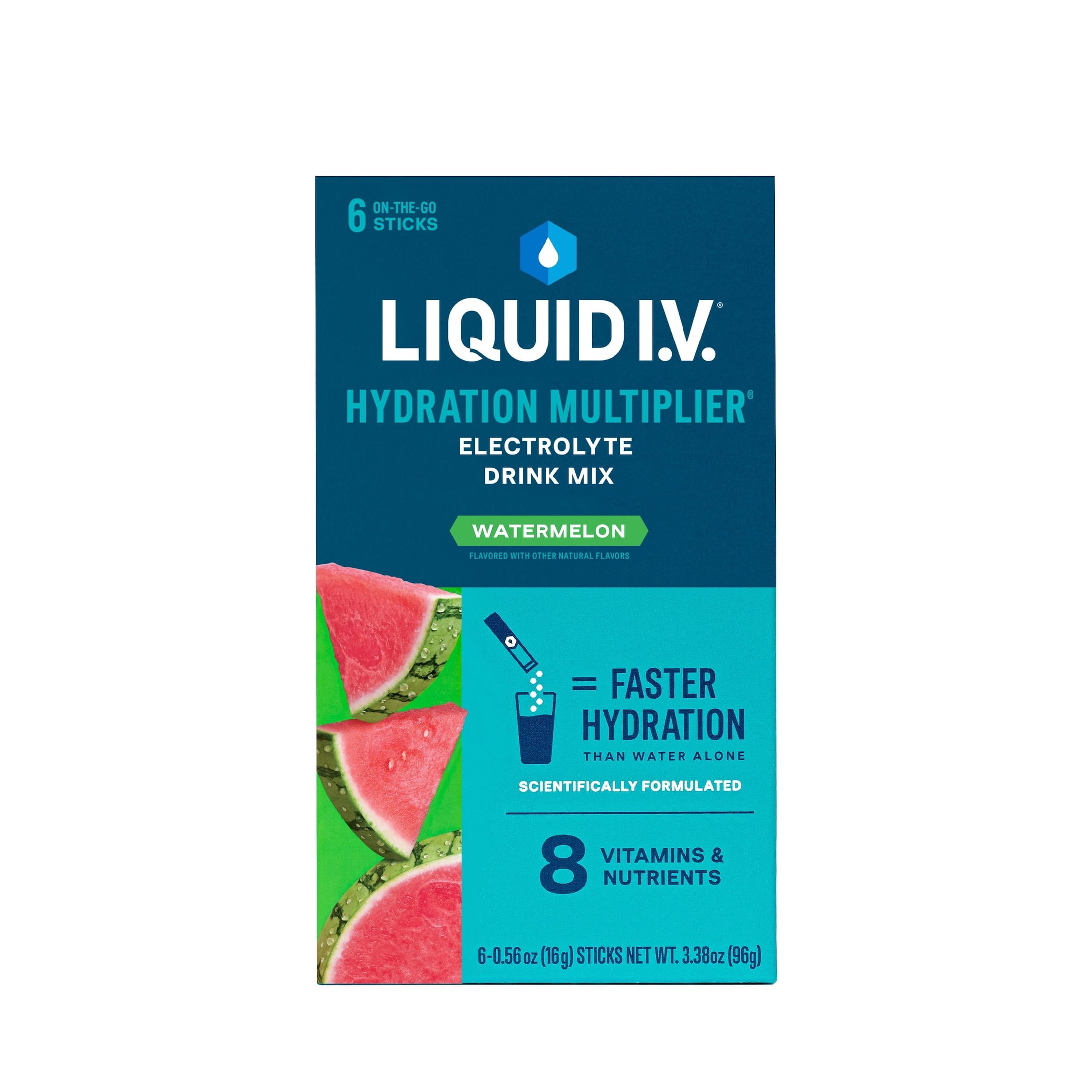 Liquid I.V. Watermelon Hydration Multiplier Powdered Electrolyte Drink Mix, 6 Count Packets