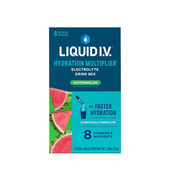 Liquid I.V. Watermelon Hydration Multiplier Powdered Electrolyte Drink Mix, 6 Count Packets