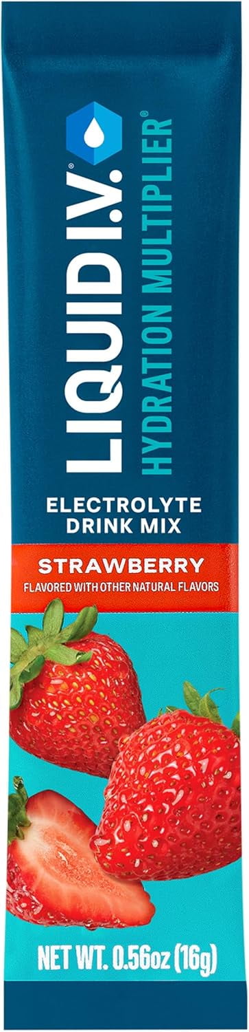 Liquid IV Hydration Multiplier Electrolyte Drink, Strawberry, 0.56 oz, 3 Pack