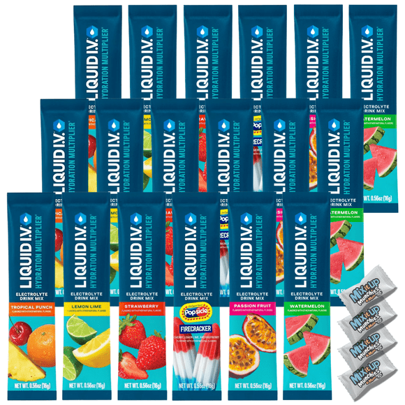 Liquid IV Hydration Packets Variety Pack - Hydration Multiplier Powdered Electrolytes Drink Mix + 4 MIMM Mints, 6 Flavors 18 Count