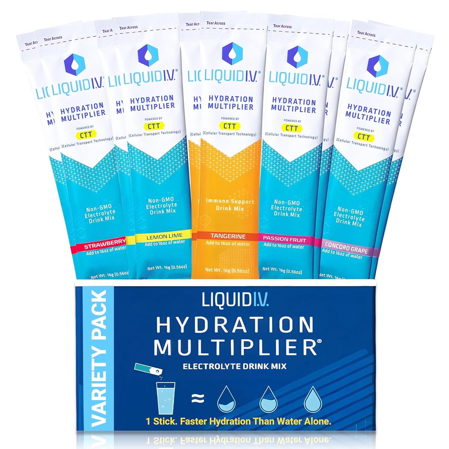 Liquid IV Pack 5 Flavors, Hydration Packets, Electrolytes Powder