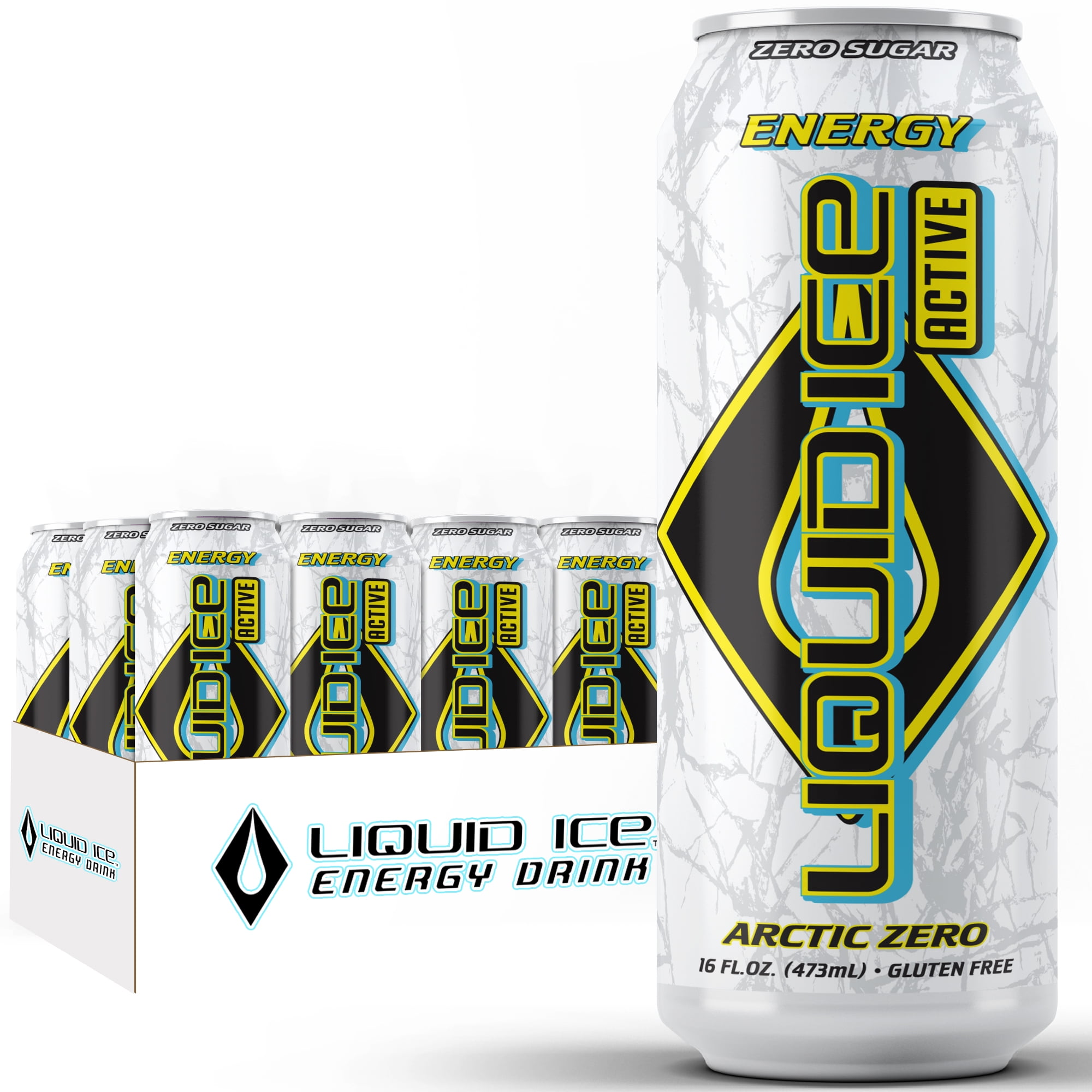 Liquid Ice Energy Drink Arctic Zero Active, 16 Oz Cans (12 Pack