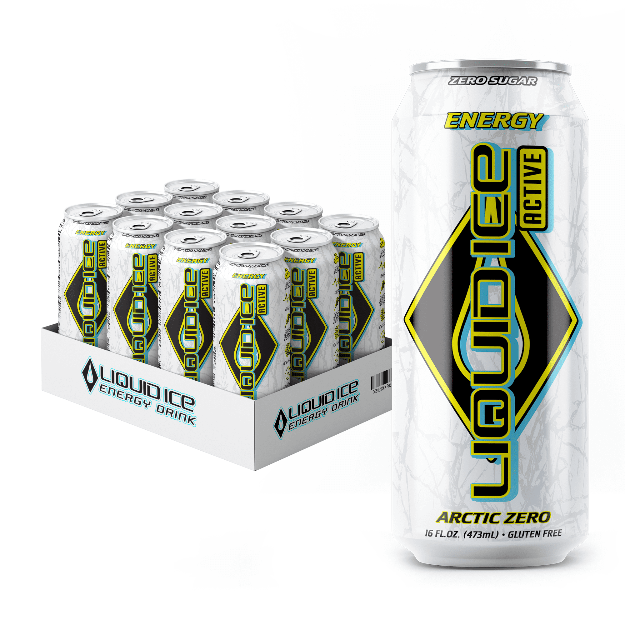 Walmart Black Friday Deals 2025 Liquid Ice Active Energy Drink, Arctic Zero, Zero Sugar, 160mg Natural Caffeine from Green Tea with CoQ10 & Ginseng, Clean Focus & Performance Support, Gluten Free, 16oz Cans (12 Pack)