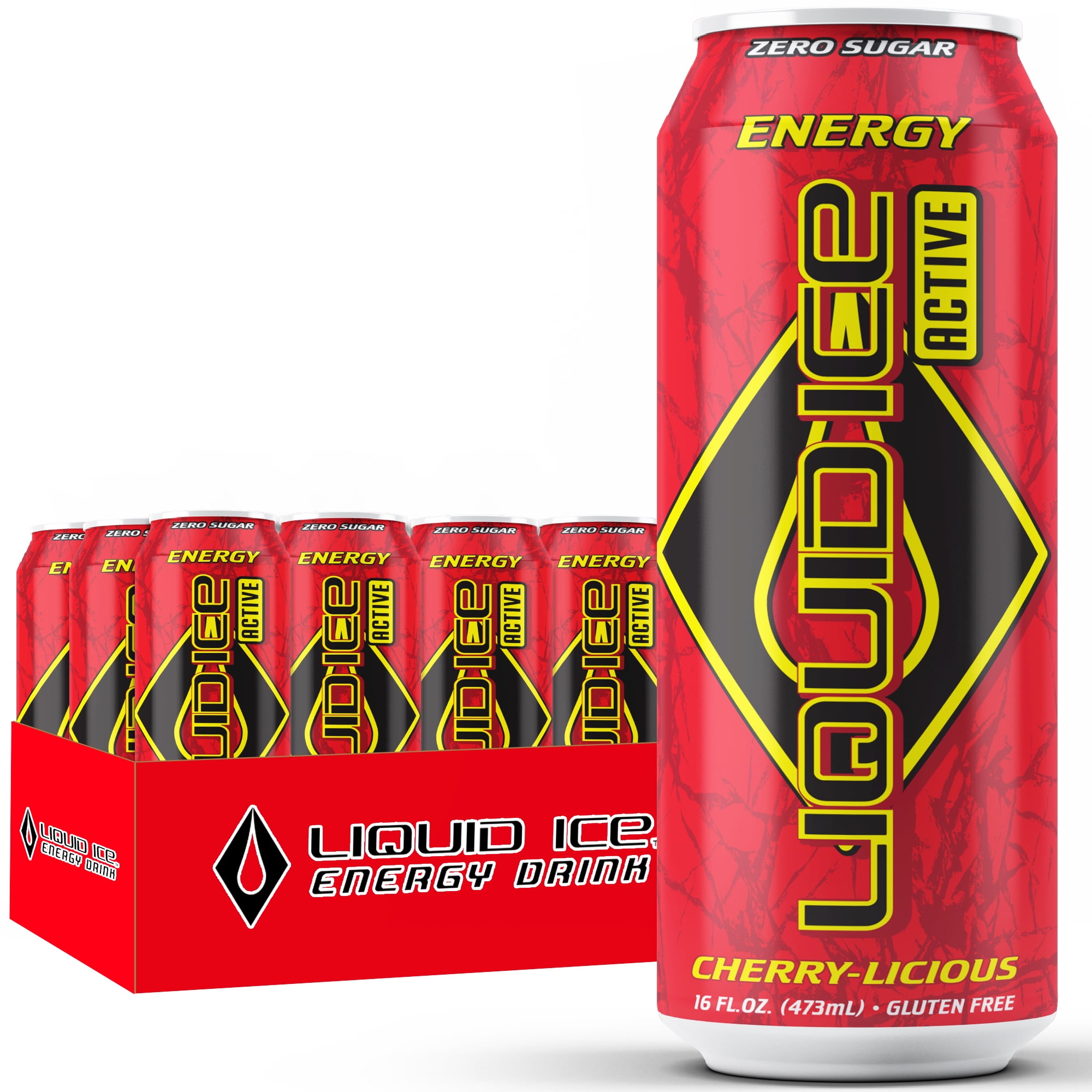 Liquid Ice Energy Drink CherryLicious Active, 16 Oz Cans (12 Pack)