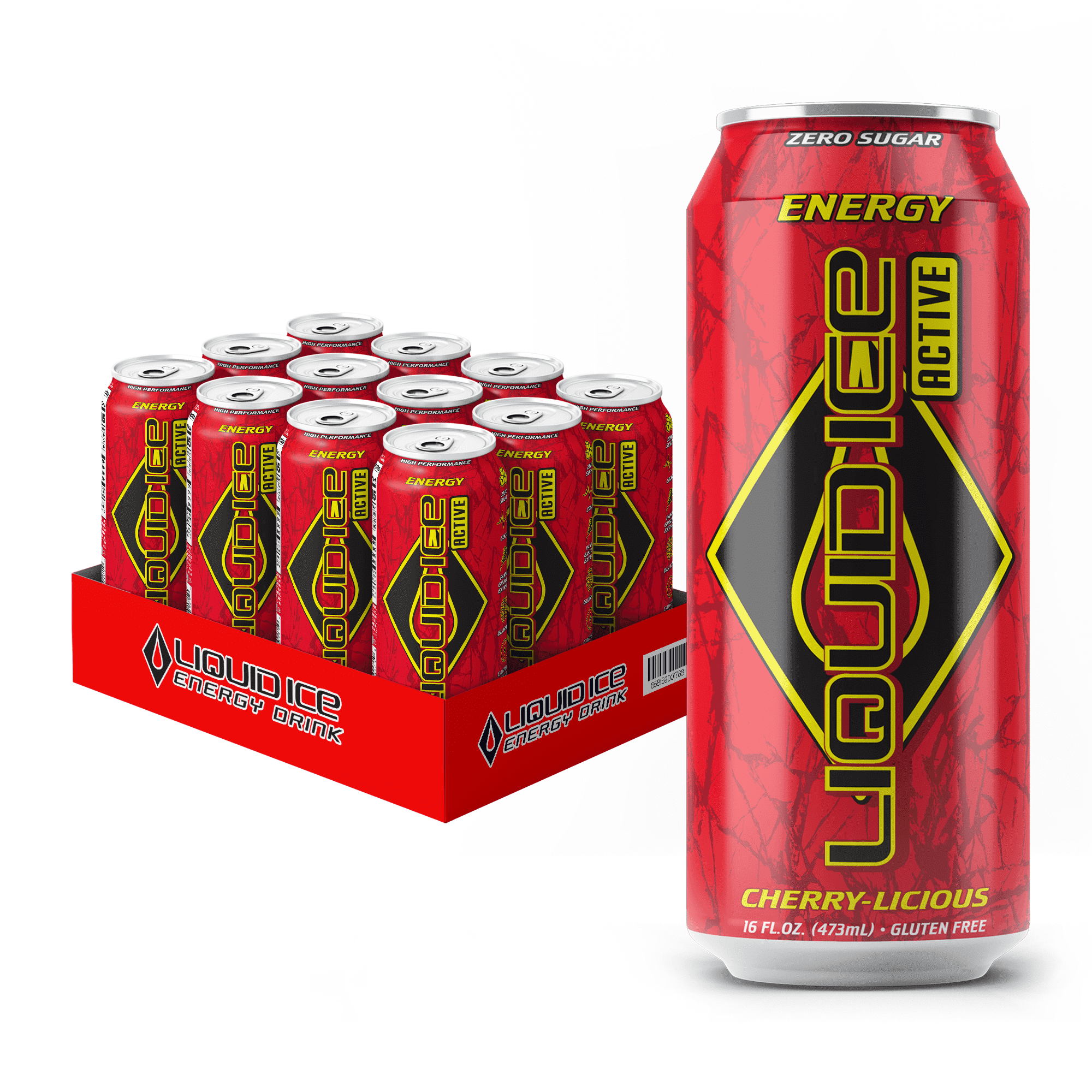 Walmart Black Friday Deals 2025 Liquid Ice Active Energy Drink, Cherry Licious, Zero Sugar, 160mg Natural Caffeine from Green Tea with CoQ10 & Ginseng, Clean Focus & Performance Support, Gluten Free, 16oz Cans (12 Pack)