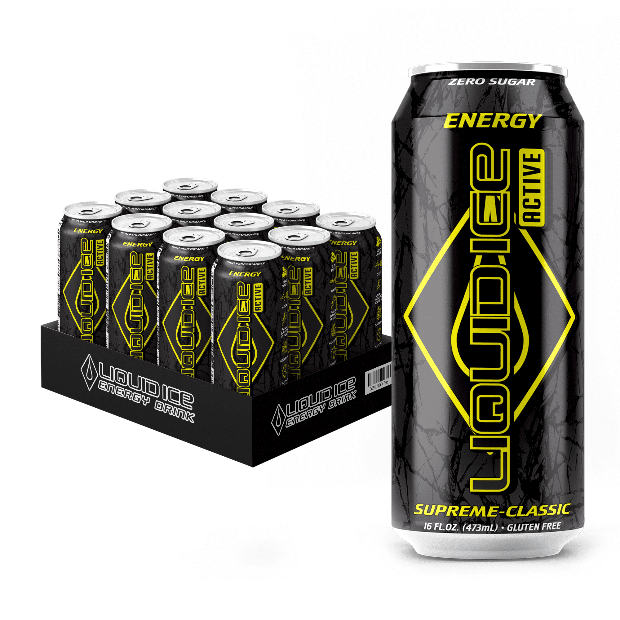 Walmart Black Friday Deals 2025 Liquid Ice Active Energy Drink, Supreme Classic, Zero Sugar, 160mg Natural Caffeine from Green Tea with CoQ10 & Ginseng, Clean Focus & Performance Support, Gluten Free, 16oz Cans (12 Pack)