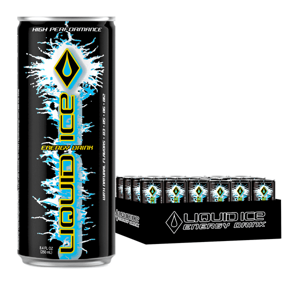 Liquid Ice Energy Drink, Supreme Classic, with 80mg Caffeine plus Taurine & B-Vitamins, Real Sugar, 8.4 Fl Oz, Pack of 24 Cans