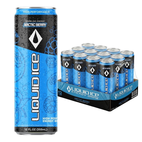 Liquid Ice Energy Drink, Arctic Berry Limited Edition, 12 Fl Oz 12 Pack, Clean Energy, 120mg Natural Caffeine, Taurine, L Theanine, Green Tea Extract, CoQ10, Antioxidant Support