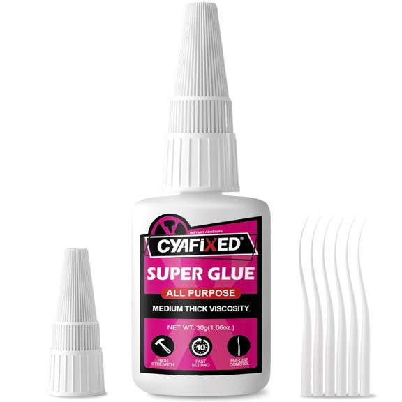 Liquid, Instant Clear Cyanoacrylate Medium Thick Viscosity Adhesive, Food Safe CA Glue For Shoe Repair Leather Ceramic Plastic Glass Metal Wood Aquarium Porcelain Rubber Pottery Model Craft