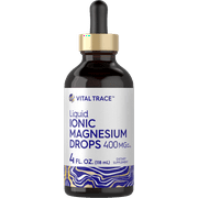 Liquid Ionic Magnesium 400 mg | 4 oz | Vegetarian, Non-GMO, Gluten Free | Vital Trace by Carlyle