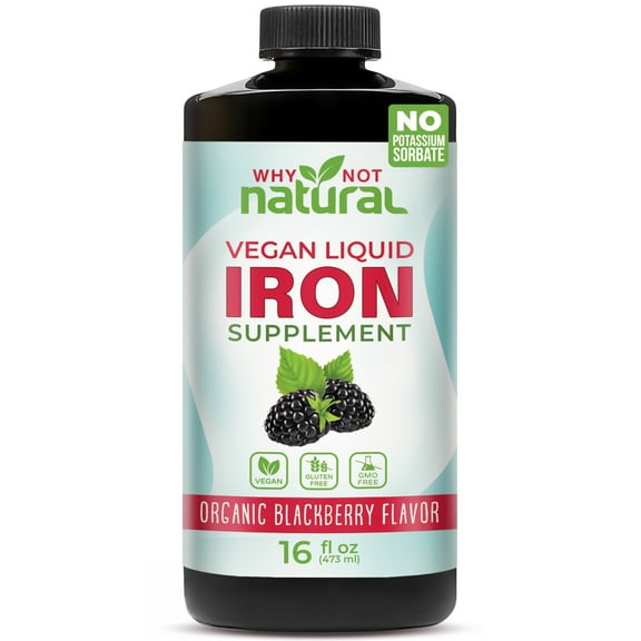 Why Not Natural Liquid Iron Supplement for Women Men and Kids, Vegan Formulation for Anemia