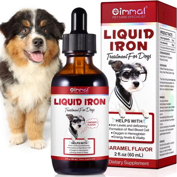 Liquid Iron Supplements for Dogs - with Folate and B12 – Supplements Anemia, Promotes Blood Health, Oxygen Supply and Blood Cell Formation – Increase Low Energy Levels – Lethargy - 2 oz