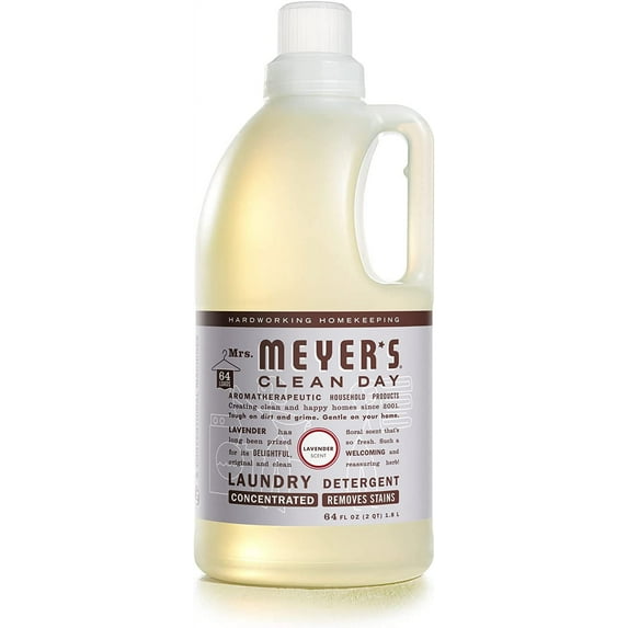 MRS. MEYER'S CLEAN DAY Liquid Laundry Detergent, Biodegradable Formula Infused with Essential Oils, Lavender, 64 oz (64 Loads)