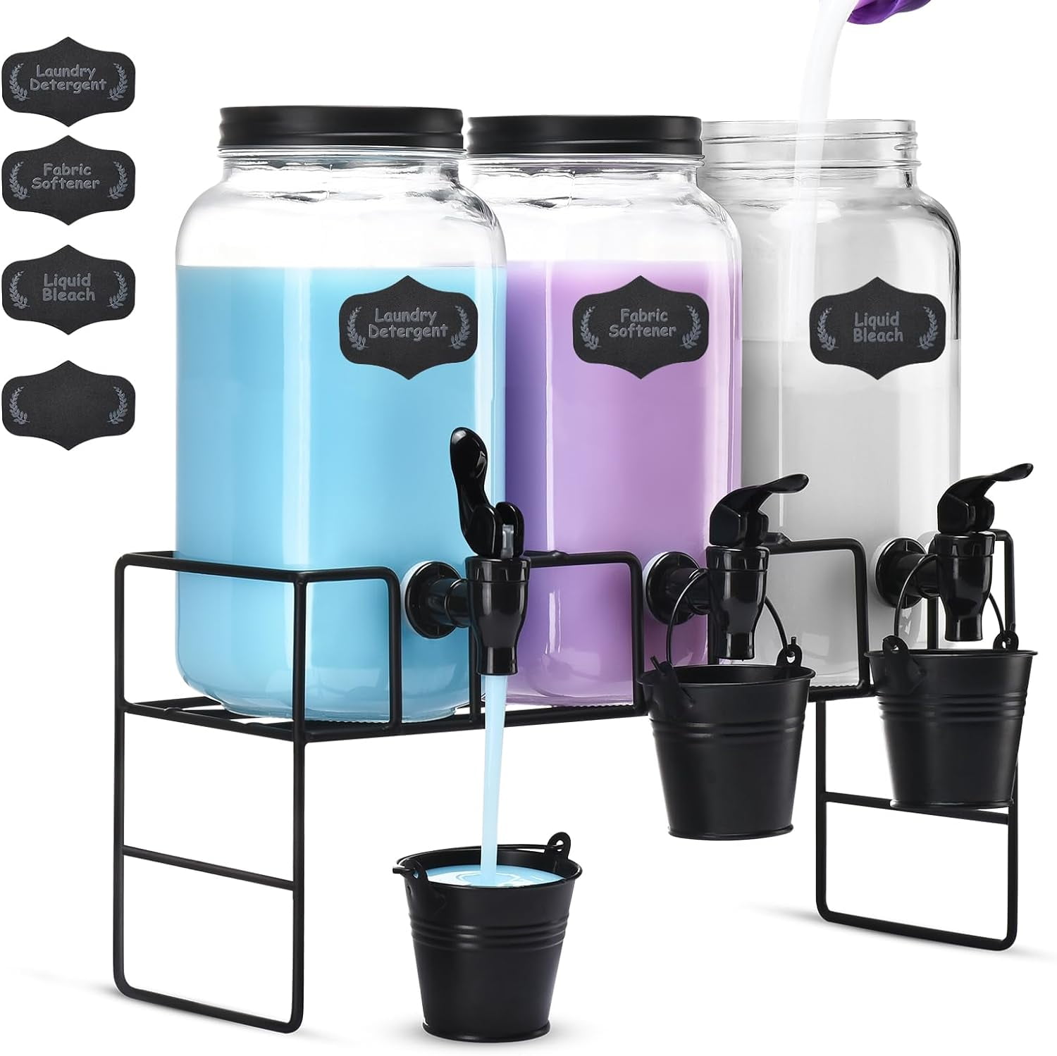 Liquid Laundry Detergent Dispenser, Three 2.2L Laundry Detergent