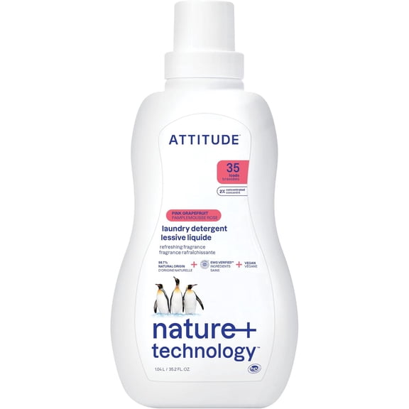 Liquid Laundry Detergent, EWG Verified, HE Compatible, Plant-Based & Vegan, Natural Laundry Soap, Pink Grapefruit Scent, 35 Loads, 35.5 Fl Oz