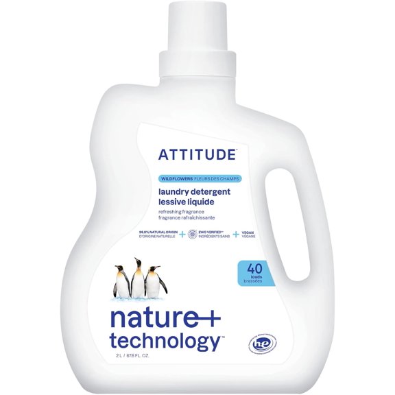 Liquid Laundry Detergent, EWG Verified, HE Compatible, Plant-Based & Vegan, Natural Laundry Soap, Wildflowers Scent, 40 Loads, 67.6 Fl Oz
