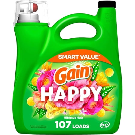 Liquid Laundry Detergent, Happy, HE Compatible, 154 fl oz, 107 Loads