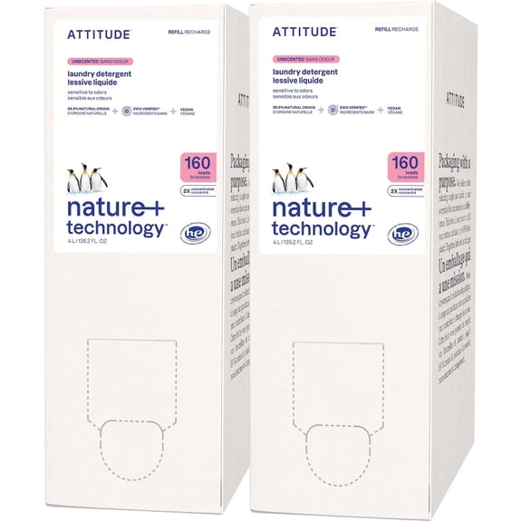 Liquid Laundry Detergent Refill, EWG Verified, HE Compatible, Plant-Based & Vegan, Natural Laundry Soap, Unscented, 160 Loads, 135.26 Fl Oz (Pack of 2)