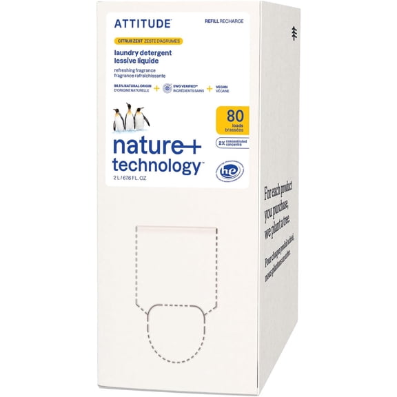 Liquid Laundry Detergent Refill, EWG Verified, HE Compatible, Plant-Based & Vegan, Natural Laundry Soap, Citrus Zest Scent, 80 Loads, 67.6 Fl Oz