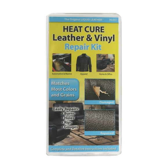 Liquid Leather - (30-033) Heat Cure Leather & Vinyl Surface Repair Kit for Burns Holes Rips Gouges