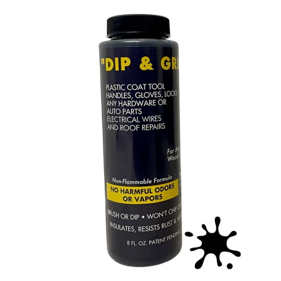 Liquid Leather Dip and Grip Rubberized Plastic Coating, Black 8 fl oz Bottle, Slip-Resistant Finish