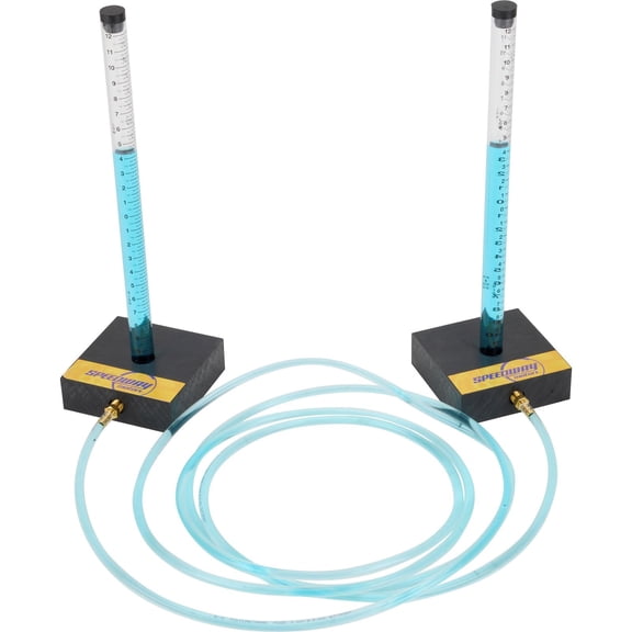 Speedway Motors Liquid Level Tool with 12 Foot Hose, Dual 12 Inch Impact-Resistant Containers for Leveling Scale Pads, Wheel Alignment Setups and Chassis Setup Accuracy