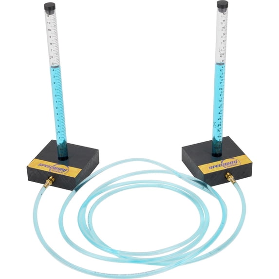 Speedway Motors Liquid Level Tool with 12 Foot Hose, Dual 12 Inch Impact-Resistant Containers for Leveling Scale Pads, Wheel Alignment Setups and Chassis Setup Accuracy