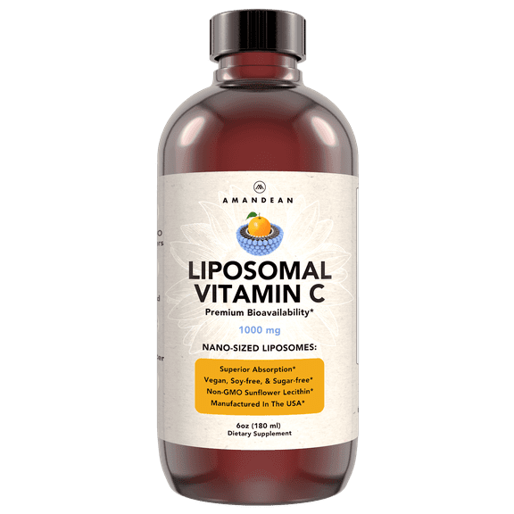Amandean Liquid Liposomal Vitamin C 1000mg Supplement. Better than capsules. Immune Support, Skin Health, Collagen Production. Fast Antioxidant Delivery. Highly Bioavailable. Quali®-C
