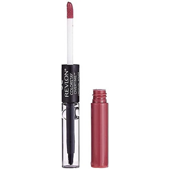 Liquid Lipstick with Clear Lip Gloss by Revlon, ColorStay Face Makeup, Overtime Lipcolor, Dual Ended with Vitamin E in Pink, Unlimited Mulberry (220), 0.07 Oz