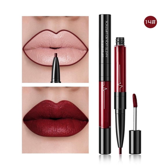 Liquid Lipstick, Lip Liner, Waterproof Matte Liquid Lipstick and Lip Liner Set, Double-Ended Design, Long-Lasting, Moisturizing, Non-Sticky, Velvet Matte Finish, Easy To Use